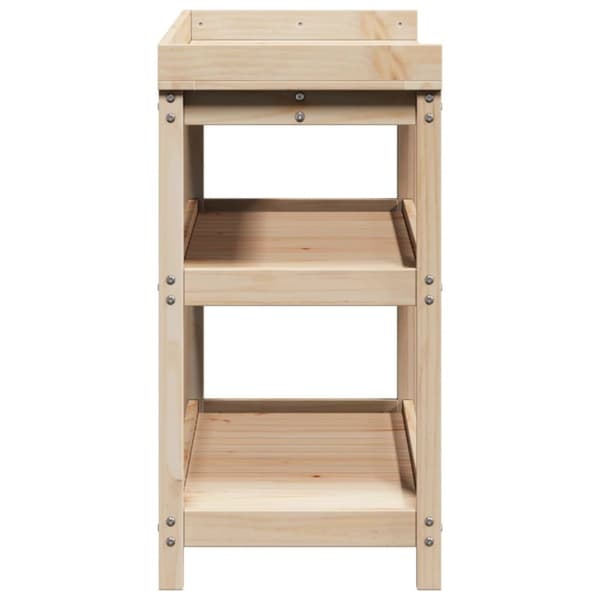vidaXL Ruukutuspöytä hyllyillä 108x45x86,5 cm täysi mänty