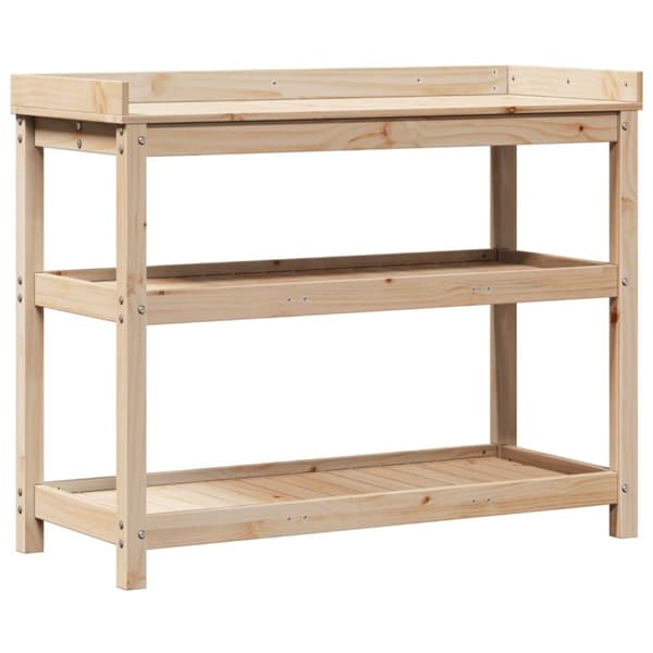 vidaXL plantebord med hylder 108x45x86,5 cm massivt fyrretræ