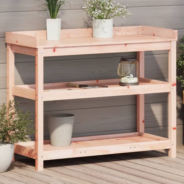 vidaXL Ruukutuspöytä hyllyillä 108x45x86,5 cm täysi Douglas kuusi