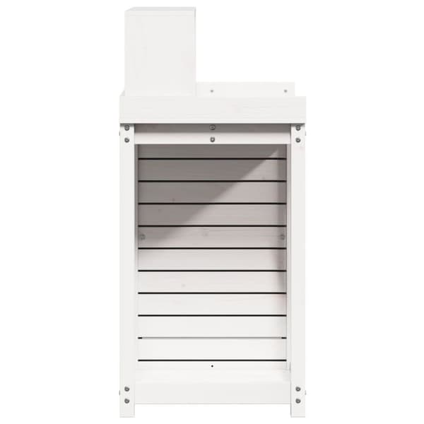 vidaXL Växtbord med hyllor vit 82,5x50x109,5 cm massiv furu