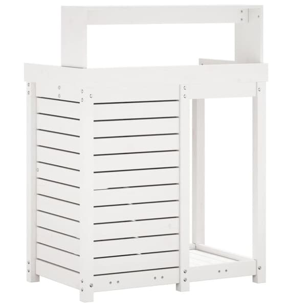 vidaXL Växtbord med hyllor vit 82,5x50x109,5 cm massiv furu