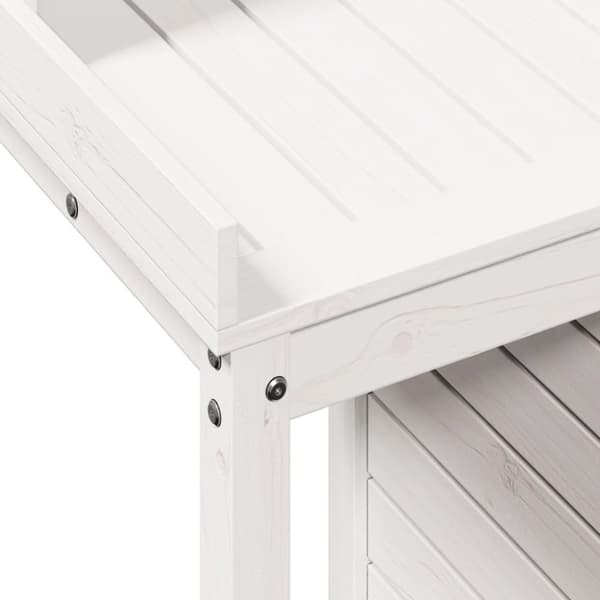 vidaXL Växtbord med hyllor vit 82,5x50x109,5 cm massiv furu