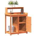 Miniatyrbilde 3 av 10: vidaXL Pottebord med hyller brun 82,5x50x109,5 cm heltre furu