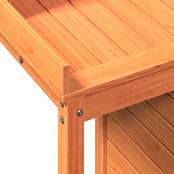 vidaXL Pottebord med hyller brun 82,5x50x109,5 cm heltre furu