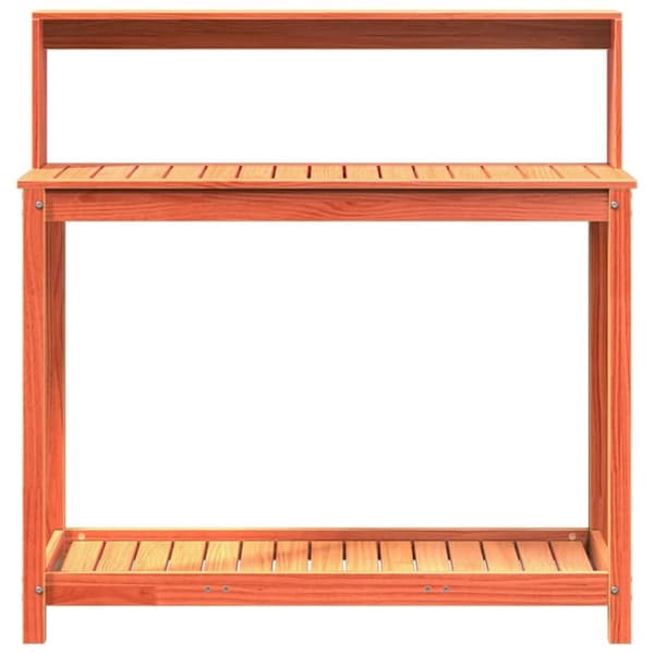 vidaXL Växtbord med hyllor brun 108x50x109,5 cm massiv furu