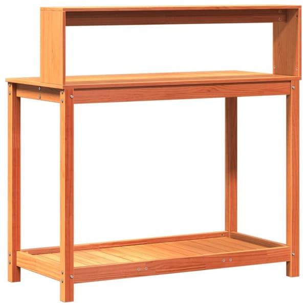vidaXL plantebord med hylder 108x50x109,5 cm massivt fyrretræ brun