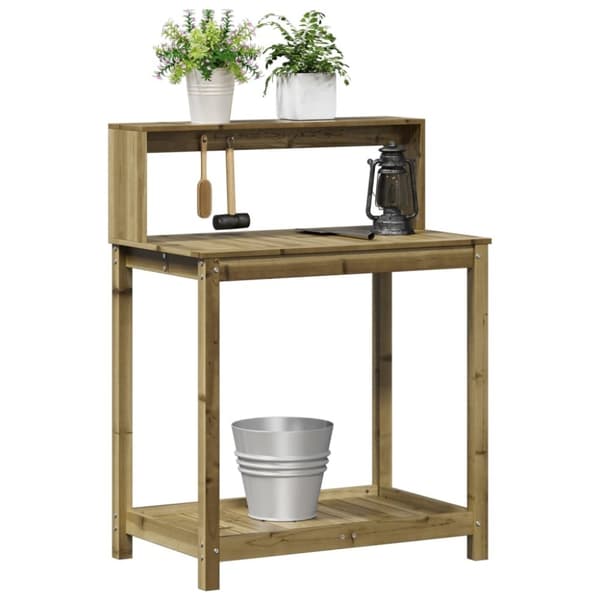 vidaXL Växtbord med hyllor 82,5x50x109,5 cm impregnerad furu