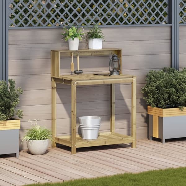 vidaXL Växtbord med hyllor 82,5x50x109,5 cm impregnerad furu