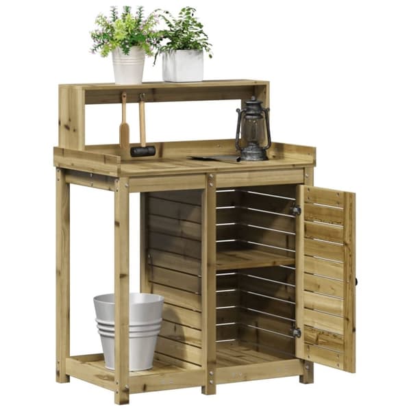 vidaXL plantebord med hylder 82,5x50x109,5 cm imprægneret fyrretræ