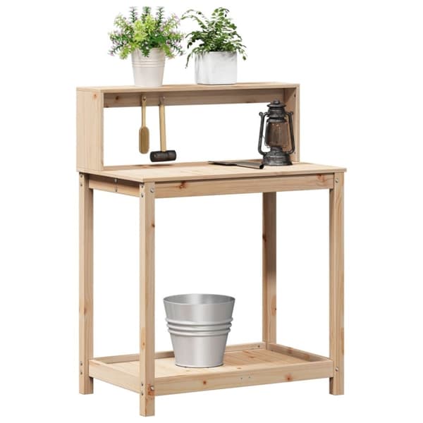 vidaXL plantebord med hylder 82,5x50x109,5 cm massivt fyrretræ