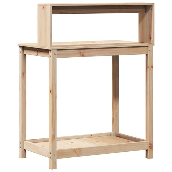 vidaXL Pottebord med hyller 82,5x50x109,5 cm heltre furu