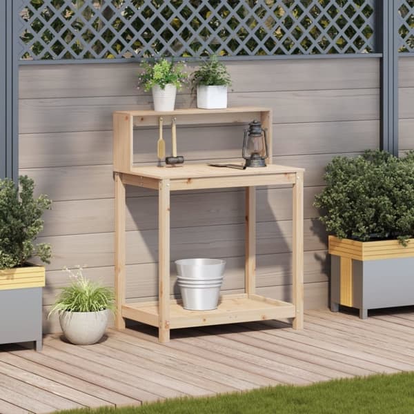 vidaXL Pottebord med hyller 82,5x50x109,5 cm heltre furu