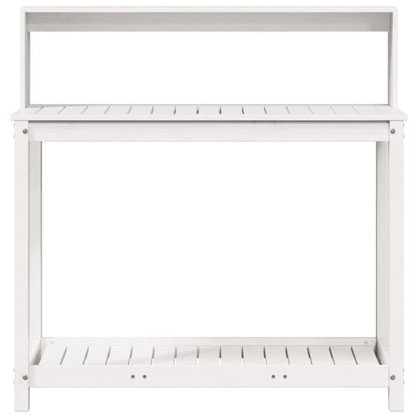 vidaXL plantebord med hylder 108x50x109,5 cm massivt fyrretræ hvid