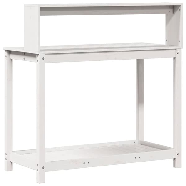 vidaXL plantebord med hylder 108x50x109,5 cm massivt fyrretræ hvid