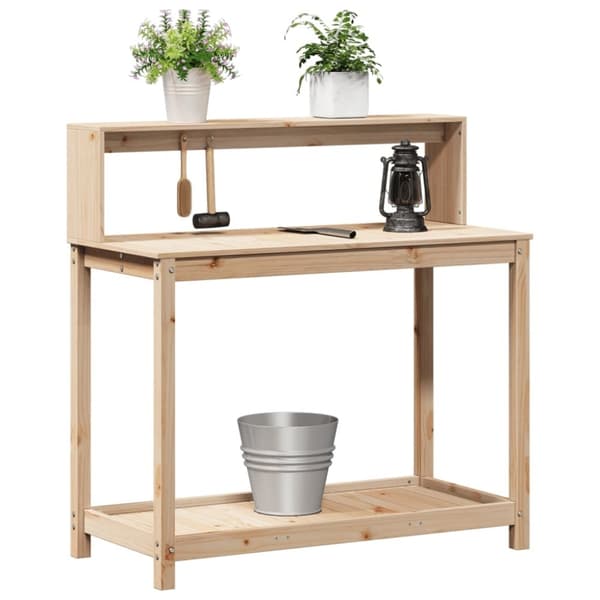 vidaXL plantebord med hylder 108x50x109,5 cm massivt fyrretræ
