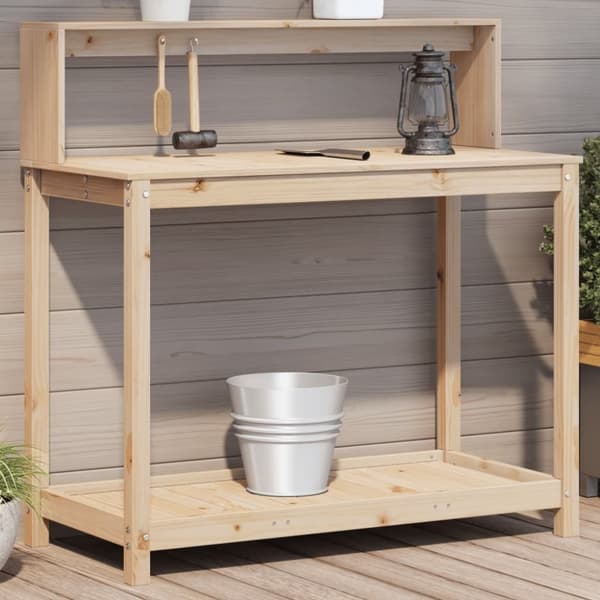 vidaXL plantebord med hylder 108x50x109,5 cm massivt fyrretræ