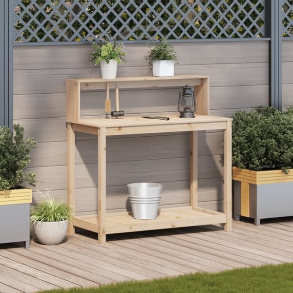 vidaXL plantebord med hylder 108x50x109,5 cm massivt fyrretræ