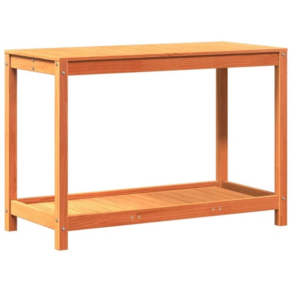 vidaXL Pottebord med hylle voksbrun 108x50x75 cm heltre furu
