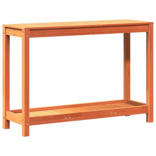 vidaXL plantebord med hylde 108x35x75 cm massivt fyrretræ gyldenbrun