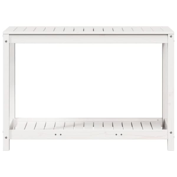 vidaXL Växtbord med hylla vit 108x50x75 cm massivt furu