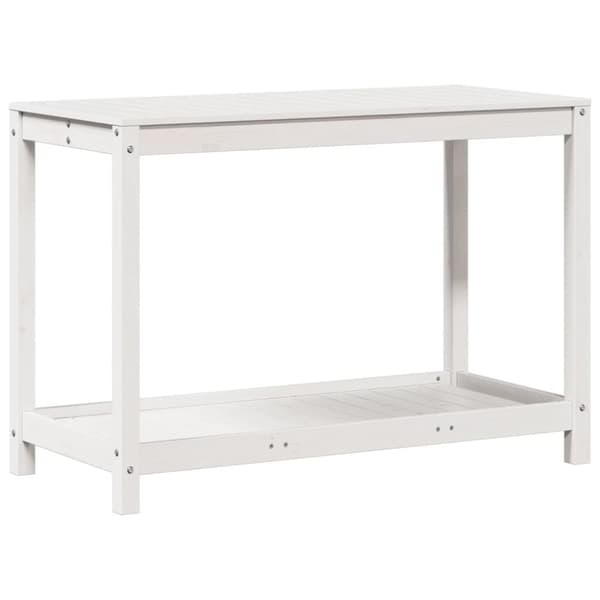 vidaXL Växtbord med hylla vit 108x50x75 cm massivt furu