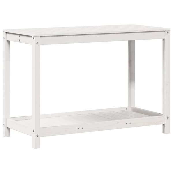 vidaXL Växtbord med hylla vit 108x50x75 cm massivt furu