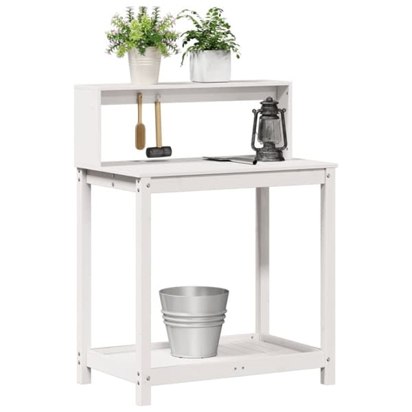 vidaXL Pottebord med hyller hvit 82,5x50x109,5 cm heltre furu