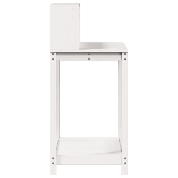 vidaXL Pottebord med hyller hvit 82,5x50x109,5 cm heltre furu