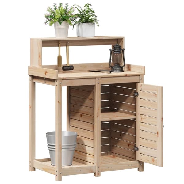 vidaXL Pottebord med hyller 82,5x50x109,5 cm heltre furu
