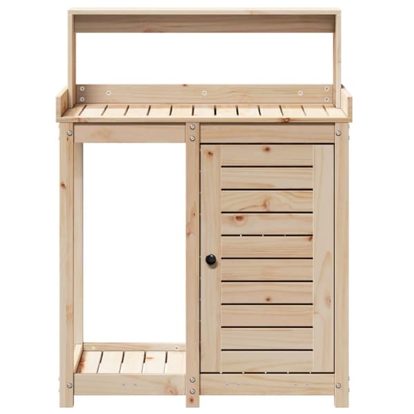 vidaXL Pottebord med hyller 82,5x50x109,5 cm heltre furu