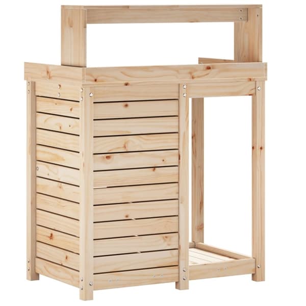 vidaXL Pottebord med hyller 82,5x50x109,5 cm heltre furu