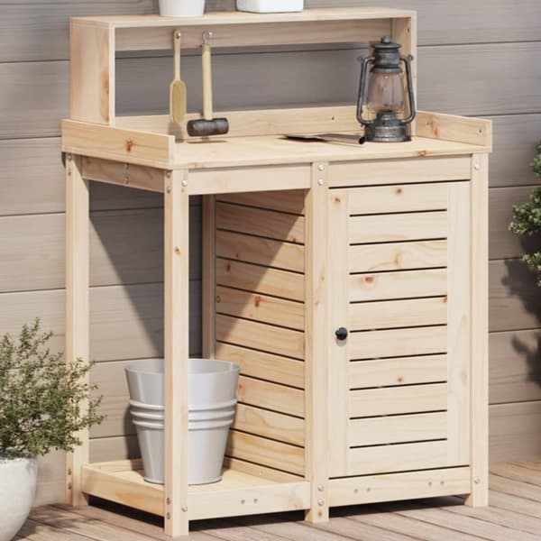 vidaXL Pottebord med hyller 82,5x50x109,5 cm heltre furu