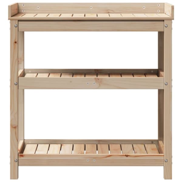 vidaXL Pottebord med hyller 82,5x45x86,5 cm heltre furu