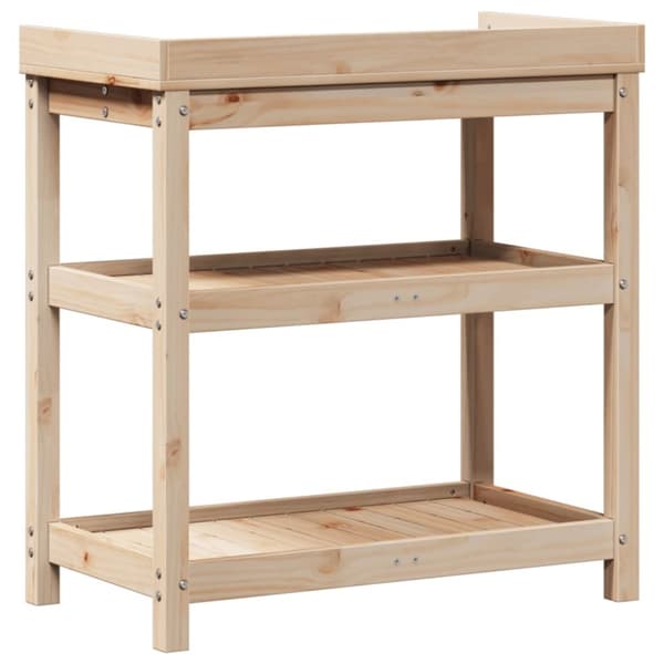 vidaXL Pottebord med hyller 82,5x45x86,5 cm heltre furu