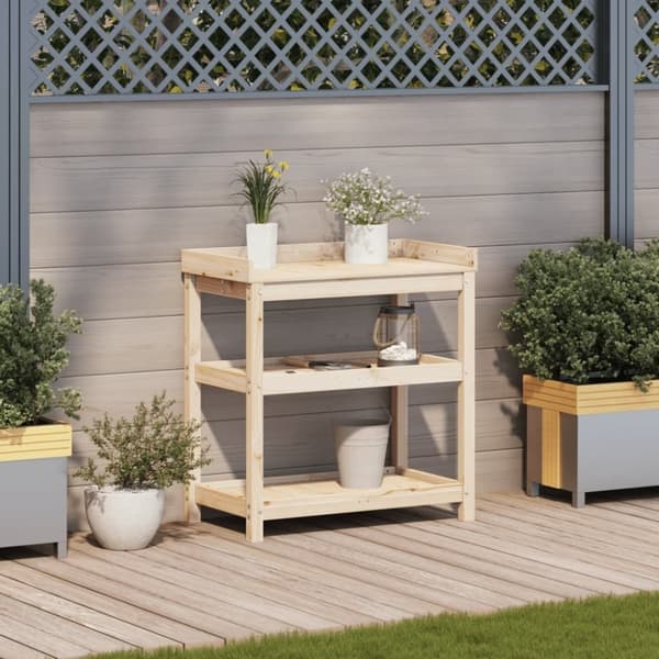 vidaXL Pottebord med hyller 82,5x45x86,5 cm heltre furu
