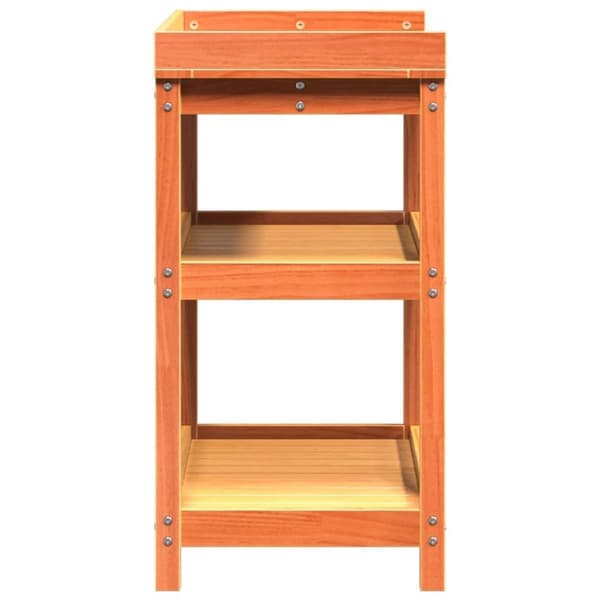 vidaXL plantebord med hylder 82,5x45x86,5 cm massivt fyrretræ brun