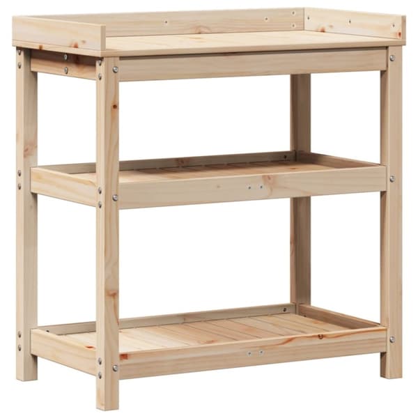 vidaXL Ruukutuspöytä hyllyillä 82,5x45x86,5 cm täysi mänty