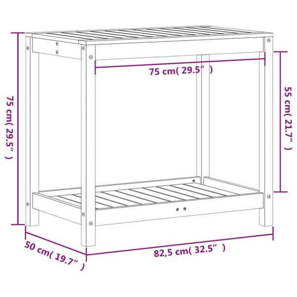 vidaXL Växtbord med hylla 82,5x50x75 cm massivt douglasträ