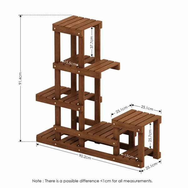Furinno växtställsmöbler - FG18451 - Tioman utemöbler i lövträ med blomställ i naturlig teak
