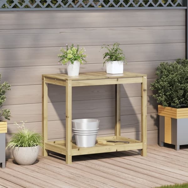vidaXL Växtbord med hylla 82,5x50x75 cm massiv impregnerad furu