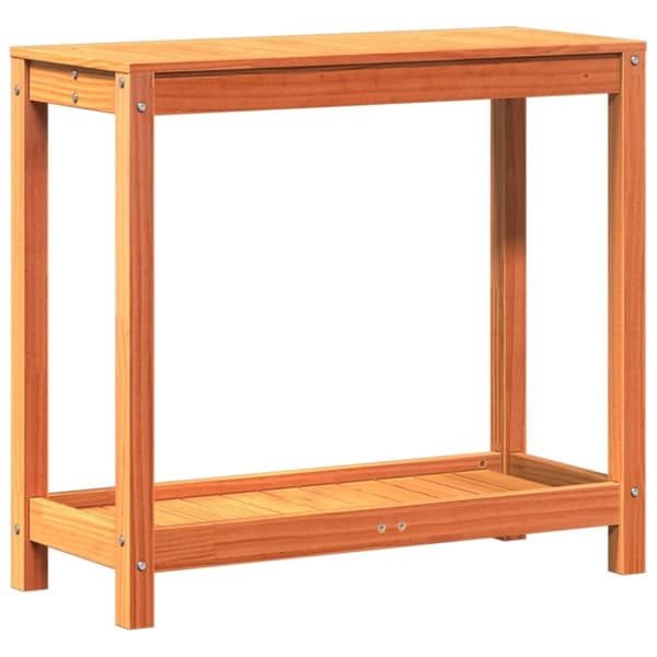 vidaXL Pottebord med hylle voksbrun 82,5x35x75 cm heltre furu
