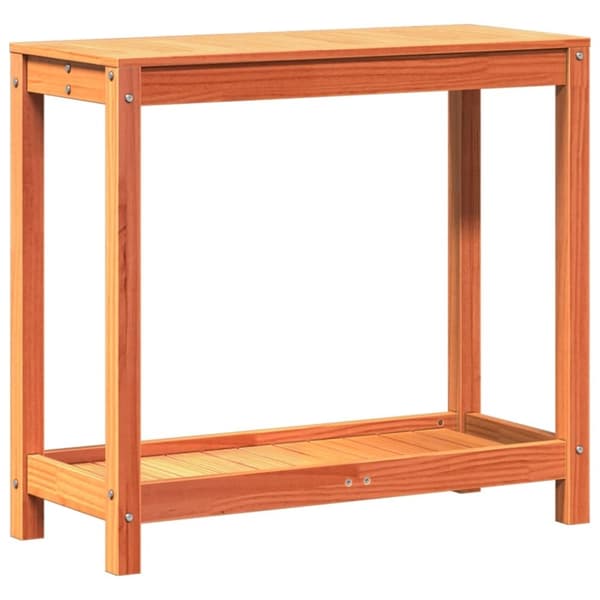 vidaXL Pottebord med hylle voksbrun 82,5x35x75 cm heltre furu