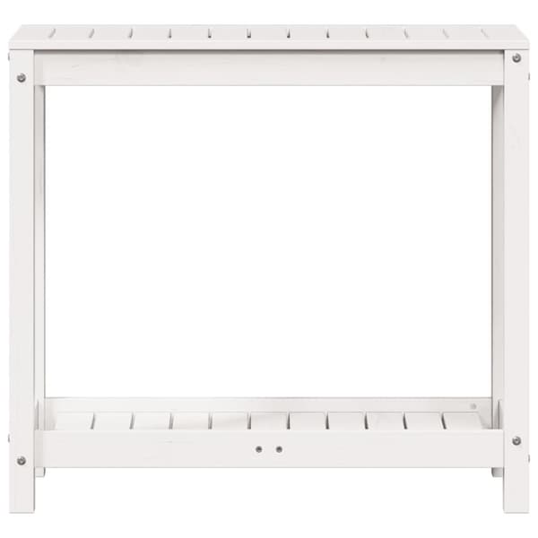 vidaXL Pottebord med hylle hvit 82,5x35x75 cm heltre furu