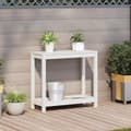 Miniatyrbilde 2 av 10: vidaXL Pottebord med hylle hvit 82,5x35x75 cm heltre furu