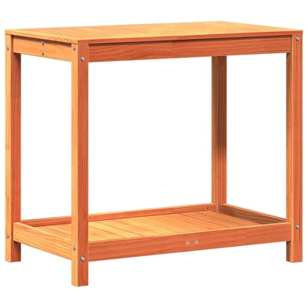 vidaXL plantebord med hylde 82,5x50x75 cm massivt fyrretræ gyldenbrun
