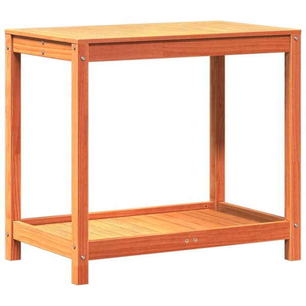 vidaXL plantebord med hylde 82,5x50x75 cm massivt fyrretræ gyldenbrun