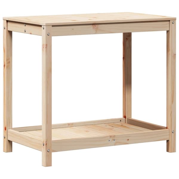 vidaXL Växtbord med hylla 82,5x50x75 cm massivt furu