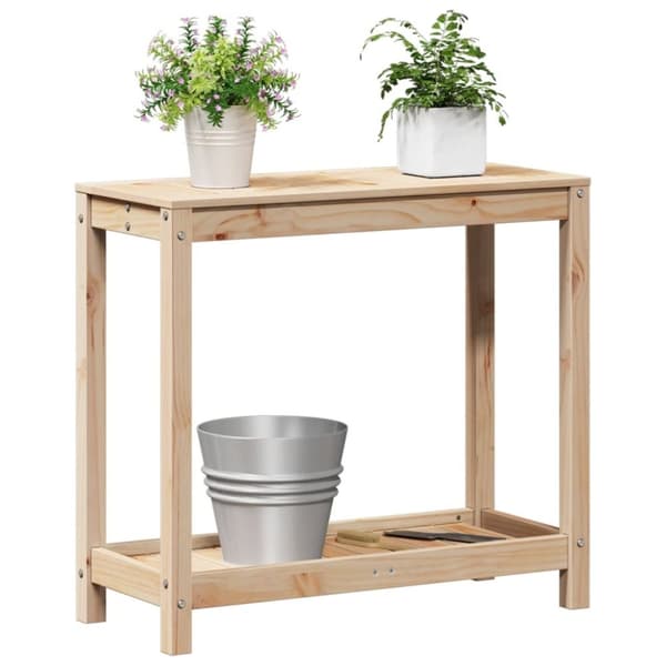 vidaXL Ruukutuspöytä hyllyllä 82,5x35x75 cm täysi mänty