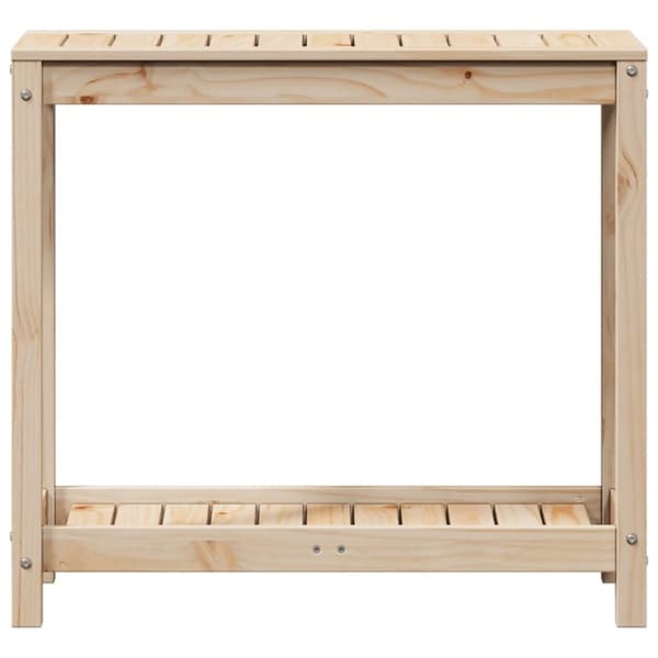 vidaXL Ruukutuspöytä hyllyllä 82,5x35x75 cm täysi mänty