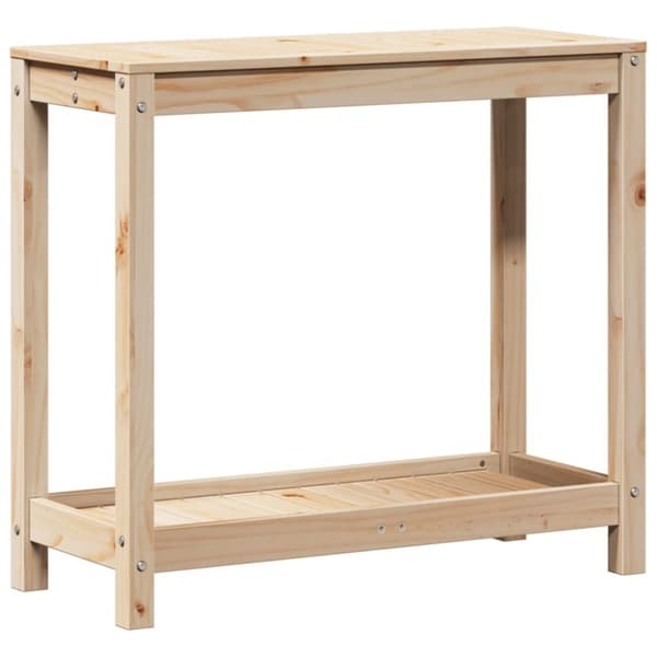 vidaXL Ruukutuspöytä hyllyllä 82,5x35x75 cm täysi mänty